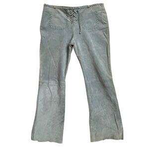 Jou Jou Skins Leather Pants 13/14 Light‎ Blue Lace-Up 90s Y2K Western Coquette
